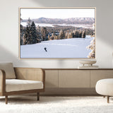 79857868-MGV-CV-36X24-Snowy Mountain Wall Art Canvas Print, Framed Ski Slope Art Picture Print, Winter Forest Perfect Modern Rustic Decor Artwork