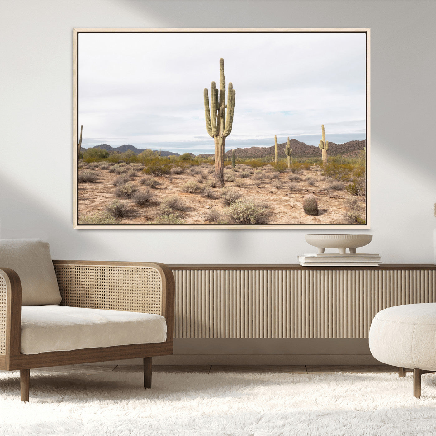 96147924-MGV-CV-36X24-Saguaro Cactus Wall Art Canvas Print, Framed Desert Cactus Art Picture Print, Earthy Desert Perfect Southwestern Boho Decor