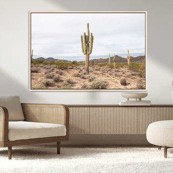96147924-MGV-CV-36X24-Saguaro Cactus Wall Art Canvas Print, Framed Desert Cactus Art Picture Print, Earthy Desert Perfect Southwestern Boho Decor
