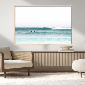 56345117-MGV-CV-36X24-Minimalist Surfing Wall Art Canvas Print, Framed Ocean Waves Art Picture Print, Soft Ocean Perfect Minimalist Coastal Decor