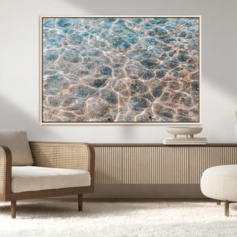 26580287-MGV-CV-36X24-Clear Water Wall Art Canvas Print, Framed Sunlit Ripples Art Picture Print, Ocean Texture Perfect Modern Coastal Decor Artwork