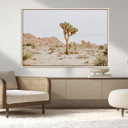 67109959-MGV-CV-36X24-Joshua Tree Wall Art Canvas Print, Framed Neutral Desert Art Picture Print, Earthy Landscape Perfect Neutral Boho Decor Artwork