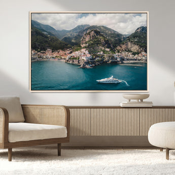 20321590-MGV-CV-36X24-Amalfi Coast Wall Art Canvas Print, Framed Italy Travel Art Picture Print, Mediterranean Landscape Perfect Mediterranean Coastal