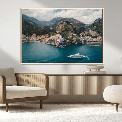 20321590-MGV-CV-36X24-Amalfi Coast Wall Art Canvas Print, Framed Italy Travel Art Picture Print, Mediterranean Landscape Perfect Mediterranean Coastal