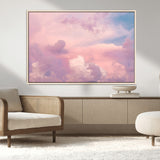 22874890-MGV-CV-36X24-Pastel Sky Wall Art Canvas Print, Framed Dreamy Cloudscape Art Picture Print, Sunset Glow Perfect Minimalist Serenity Decor