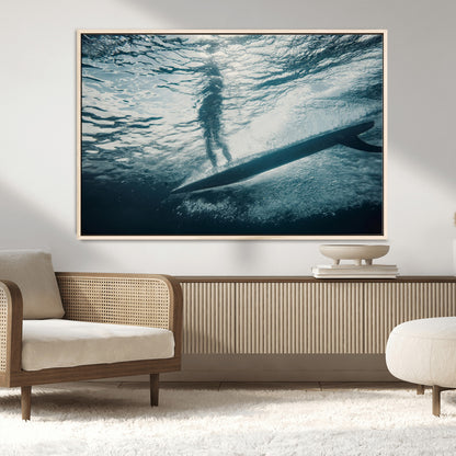 71192524-MGV-CV-36X24-Submerged Surf Wall Art Canvas Print, Framed Underwater Perspective Art Picture Print, Ocean Surf Perfect Coastal Adventure Decor