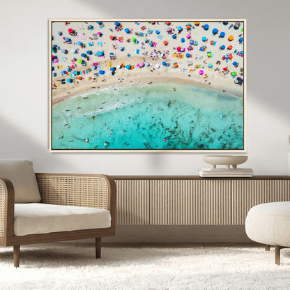 76172085-MGV-CV-36X24-Tropical Shoreline Wall Art Canvas Print, Framed Beach Relaxing Art Picture Print, Aerial Summer Perfect Coastal Vibrant Decor