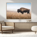 99620201-MGV-CV-36X24-Wild Bison Wall Art Canvas Print, Framed Bison in Prairie Art Picture Print, Rustic Western Perfect Rustic Western Decor Artwork