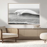 42544082-MGV-CV-36X24-Monochrome Seascape Wall Art Canvas Print, Framed Surf Wave Art Picture Print, Minimalist Ocean Perfect Moody Coastal Decor