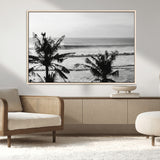 17508038-MGV-CV-36X24-Tropical Coastline Wall Art Canvas Print, Framed Palm Trees Art Picture Print, Ocean Waves Perfect Minimalist Coastal Decor