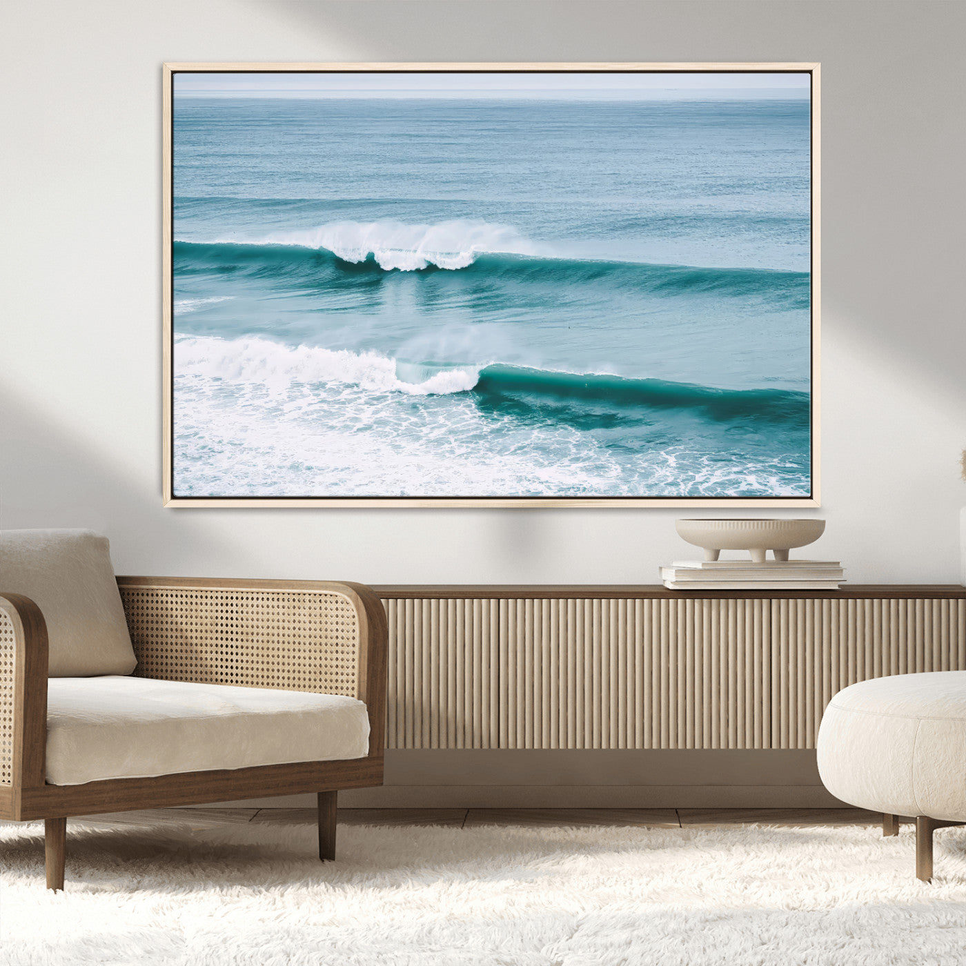 73692470-MGV-CV-36X24-Ocean Swell Wall Art Canvas Print, Framed Surf Waves Art Picture Print, Blue Water Perfect Coastal Dynamic Decor Artwork