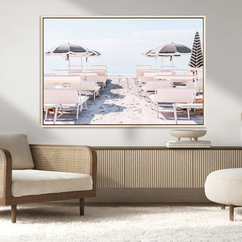 67623952-MGV-CV-36X24-Minimalist Beach Wall Art Canvas Print, Framed Pastel Sand Art Picture Print, Beach Aesthetic Perfect Coastal Minimalist Decor