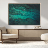 93287752-MGV-FC-36X24_Natural-Ocean Surf Wall Art Canvas Print, Framed Blue Waters Art Picture Print, Vibrant Seascape Perfect Coastal Adventure Decor Artwork