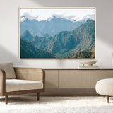 79393816-MGV-CV-36X24-Misty Mountain Wall Art Canvas Print, Framed Cloudy Andean Art Picture Print, Rugged Mountain Perfect Rustic Nature Decor Artwork