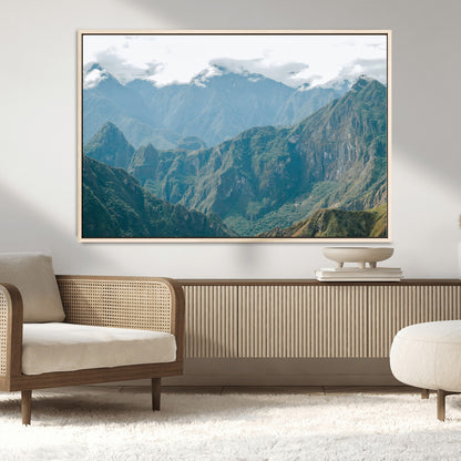 79393816-MGV-CV-36X24-Misty Mountain Wall Art Canvas Print, Framed Cloudy Andean Art Picture Print, Rugged Mountain Perfect Rustic Nature Decor Artwork