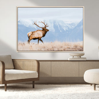 96024025-MGV-CV-36X24-Elk Photography Wall Art Canvas Print, Framed Mountain Wildlife Art Picture Print, Rustic Lodge Decor Perfect Rustic Lodge Decor