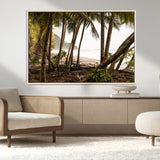 92093951-MGV-CV-36X24-Tropical Jungle Wall Art Canvas Print, Framed Palm Tree Forest Art Picture Print, Coastal Escape Perfect Jungle Retreat Decor
