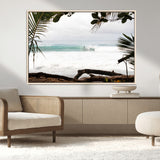 50382104-MGV-FC-36X24_Natural-Tropical Surf Wall Art Canvas Print, Framed Palm Tree View Art Picture Print, Beach House Art Perfect Boho Coastal Decor Artwork