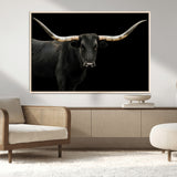 99448328-MGV-CV-36X24-Longhorn Cattle Wall Art Canvas Print, Framed Texas Ranch Art Picture Print, Western Cow Perfect Farmhouse Decor Artwork