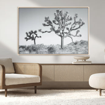 29996209-MGV-FC-36X24_Natural-Joshua Tree Art Wall Art Canvas Print, Framed Black White Landscape Art Picture Print, Desert Tree Decor Perfect Southwestern Boho