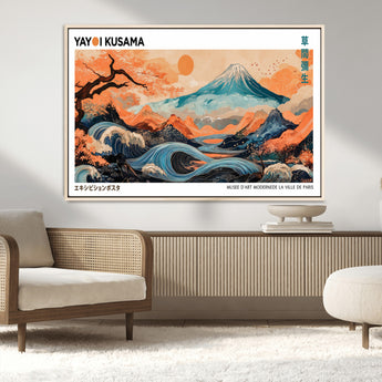 88785870-MGV-CV-36X24-Japanese Great Wave & Mt Fuji Wall Art – Ukiyo e Style Landscape Print with Flowing River, Autumn Mountain Poster, Oriental Asian