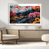 43879290-MGV-CV-36X24-Japanese Abstract Wall Art – Mount Fuji Cherry Blossom Canvas Print, Modern Asian Inspired Landscape Decor for Living Room,