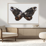 99831147-MGV-FC-36X24_Natural-Spotted Butterfly Wall Art Canvas Print, Framed Neutral Insect Theme Art Picture Print, Earthy Wing Pattern Perfect Modern Rustic