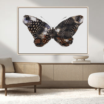99831147-MGV-FC-36X24_Natural-Spotted Butterfly Wall Art Canvas Print, Framed Neutral Insect Theme Art Picture Print, Earthy Wing Pattern Perfect Modern Rustic