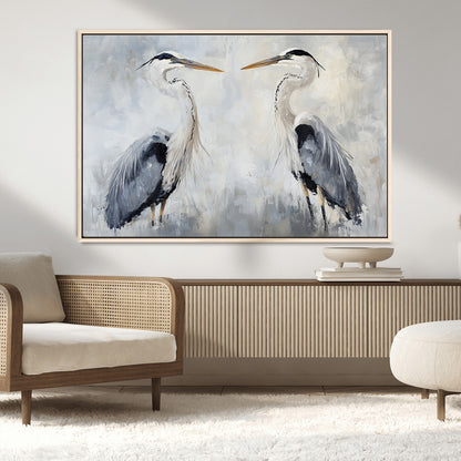 90806932-MGV-FC-36X24_Natural-Heron Wall Art Wall Art Canvas Print, Framed Bird Canvas Decor Art Picture Print, Nature Inspired Perfect Coastal Minimalist Decor
