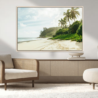 42984524-MGV-CV-36X24-Relaxing Beach Wall Art Canvas Print, Framed Ocean View Art Picture Print, Coastal Serenity Perfect Tropical Coastal Decor Artwork