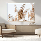 17019393-MGV-CV-36X24-Pampas Grass Wall Art Canvas Print, Framed Neutral Tones Art Picture Print, Minimalist Nature Perfect Boho Minimalist Decor