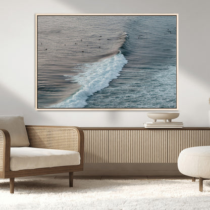 23077324-MGV-CV-36X24-Ocean Waves Wall Art Canvas Print, Framed Coastal Serenity Art Picture Print, Surf Aesthetic Perfect Modern Coastal Decor Artwork