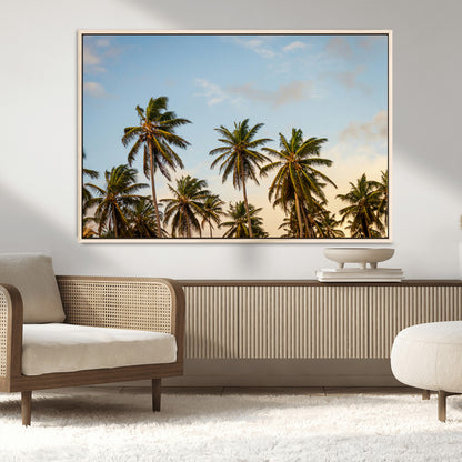 99033771-MGV-CV-36X24-Palm Trees Wall Art Canvas Print, Framed Tropical Vibes Art Picture Print, Coastal Sunset Perfect Coastal Boho Decor Artwork