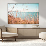 36108696-MGV-FC-36X24_Natural-Coastal Grass Wall Art – Serene Ocean View Canvas Print, Beach Nature Photography Decor for Living Room, Bedroom, Office or Modern