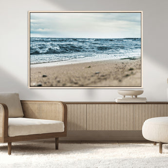 81812590-MGV-CV-36X24-Ocean Wall Art Wall Art Canvas Print, Framed Coastal Canvas Art Picture Print, Moody Seascape Perfect Coastal Minimalist Decor