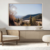 52941305-MGV-CV-36X24-Rustic Landscape Wall Art Canvas Print, Framed Serene Valley Art Picture Print, Pine Tree Horizon Perfect Rustic Cabin Decor