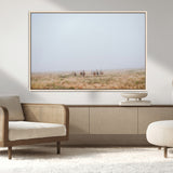 14761944-MGV-FC-36X24_Natural-Foggy Plains Wall Art Canvas Print, Framed Horseback Riders Art Picture Print, Rustic Western Perfect Rustic Western Decor Artwork