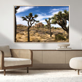 25722592-MGV-CV-36X24-Joshua Tree Desert Wall Art Canvas Print, Framed Southwestern Nature Art Picture Print, Rustic Earth Tones Perfect Southwestern