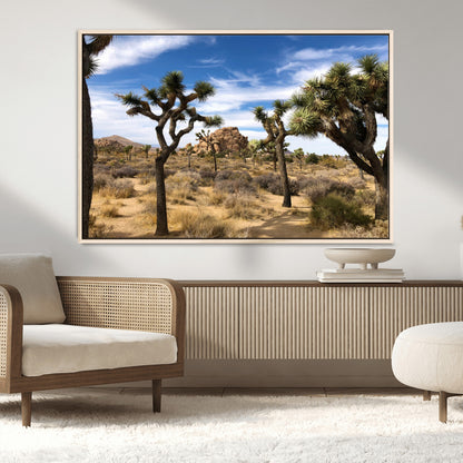 25722592-MGV-CV-36X24-Joshua Tree Desert Wall Art Canvas Print, Framed Southwestern Nature Art Picture Print, Rustic Earth Tones Perfect Southwestern