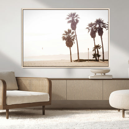 48255923-MGV-FC-36X24_Natural-Coastal Light Wall Art Canvas Print, Framed Relaxing Shoreline Art Picture Print, Minimalist Ocean Perfect Tropical Serenity Decor