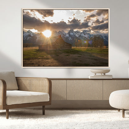 52555760-MGV-CV-36X24-Snowy Peaks Wall Art Canvas Print, Framed Nature Escape Art Picture Print, Rustic Charm Perfect Rustic Western Decor Artwork