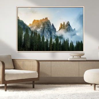 21145440-MGV-CV-36X24-Wilderness Wall Art Wall Art Canvas Print, Framed Nature Landscape Decor Art Picture Print, Misty Forest Photography Perfect
