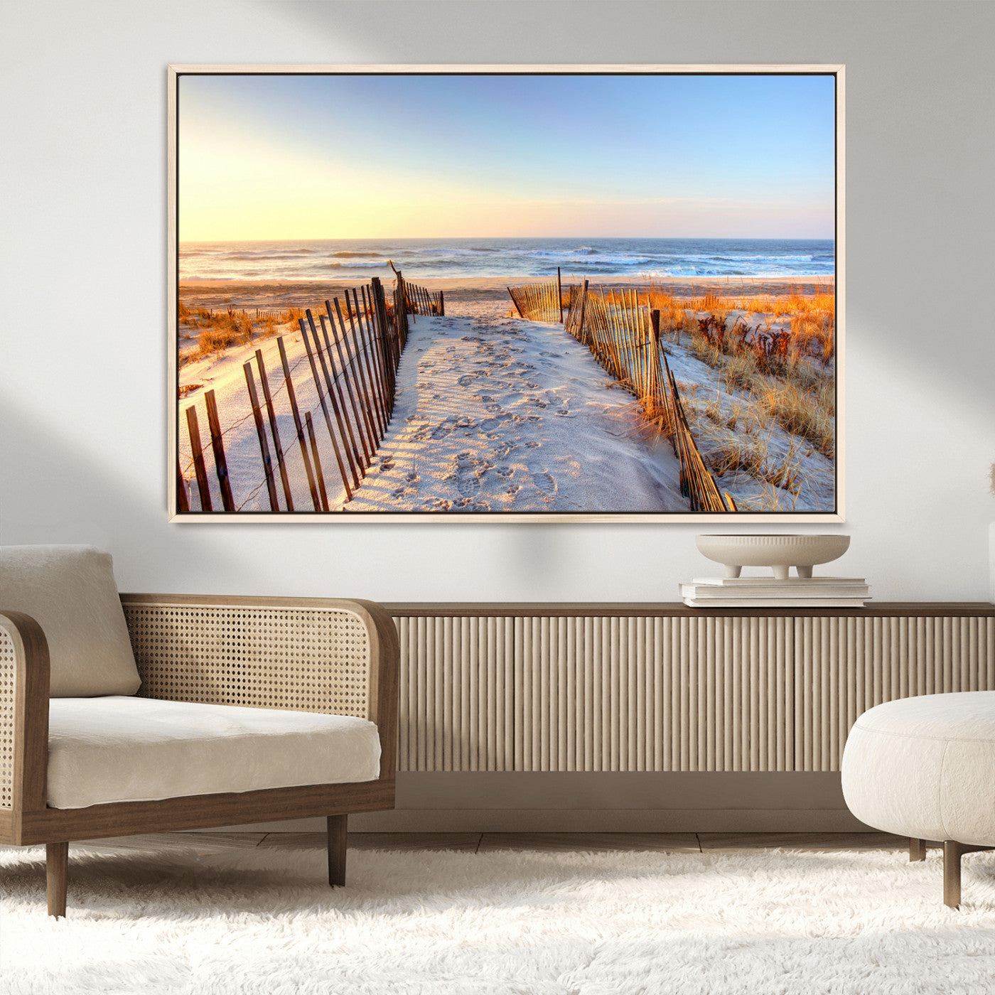 73351887-MGV-FC-36X24_Natural-Ocean Sunset Wall Art Wall Art Canvas Print, Framed Nautical Photography Art Picture Print, Summer Beach House Decor Perfect