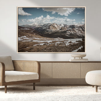 44565953-MGV-CV-36X24-Mountain Landscape Wall Art Canvas Print, Framed Snowy Peaks Art Picture Print, Rugged Highlands Perfect Rustic Adventure Decor