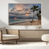 62574547-MGV-FC-36X24_Natural-Tropical Storm Wall Art Canvas Print, Framed Moody Beach Art Picture Print, Dramatic Sky Perfect Tropical Coastal Decor Artwork