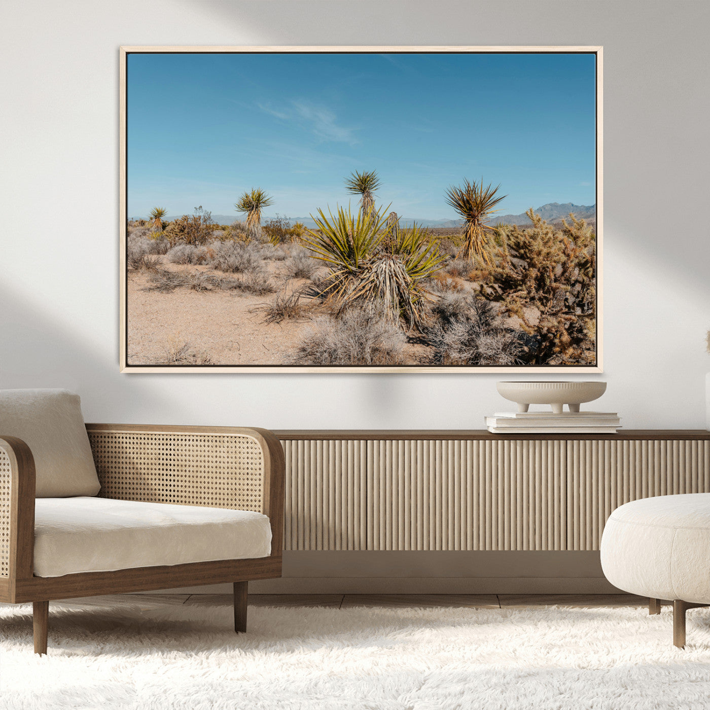 35156165-MGV-CV-36X24-Joshua Tree Wall Art Canvas Print, Framed Desert Landscape Art Picture Print, Warm Earth Tones Perfect Southwestern Minimalist