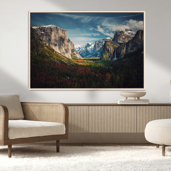 15244033-MGV-CV-36X24-Yosemite National Wall Art Canvas Print, Framed Mountain Landscape Art Picture Print, El Capitan Perfect Rustic Farmhouse Decor