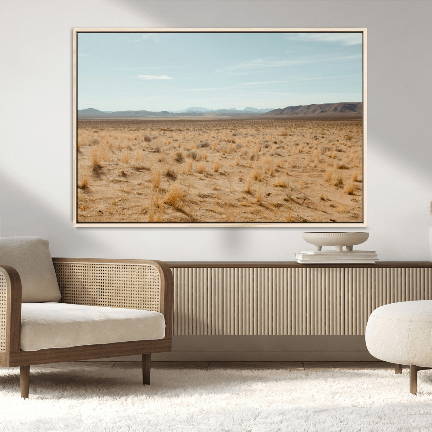 55918919-MGV-FC-36X24_Natural-Desert Landscape Wall Art – Golden Grass Plains and Mountain Horizon Canvas Print, Southwest Nature Photography Decor for Living