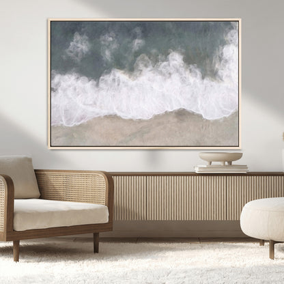 10072982-MGV-CV-36X24-Abstract Ocean Wave Wall Art – Coastal Beach Canvas Print, Minimalist Seascape Painting, Modern Ocean Inspired Artwork for Living