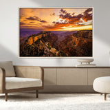 75573843-MGV-CV-36X24-Grand Canyon Sunset Wall Art – Panoramic Canyon Landscape Canvas Print, Dramatic Desert Cliffs Artwork, Nature Inspired Scenic